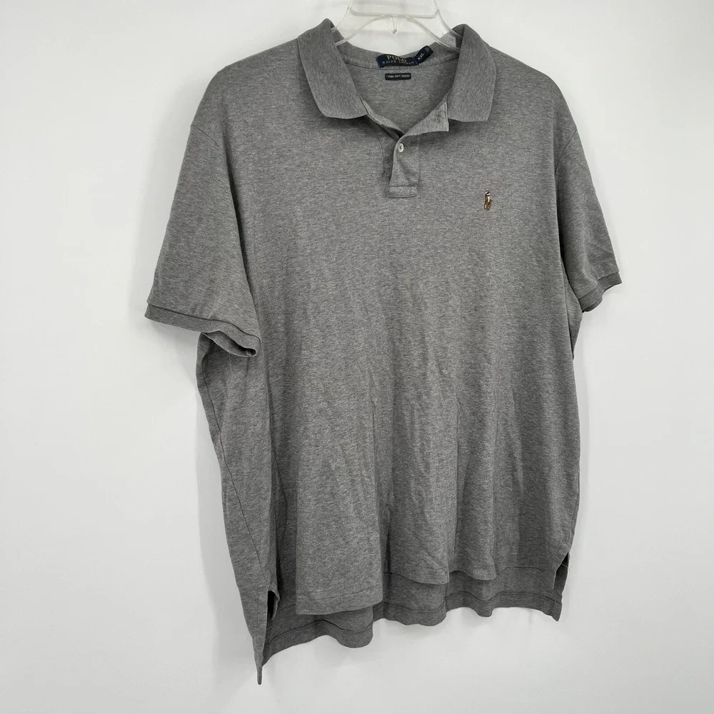 Polo Ralph Lauren Mens XXL Gray Pima Soft Touch‎ Cotton Short Sleeve Polo Shirt
